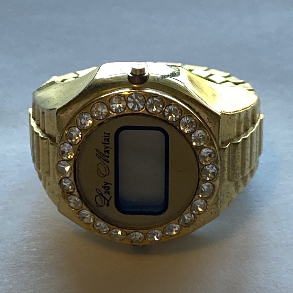 Vintage Gold Crystal Ring Watch